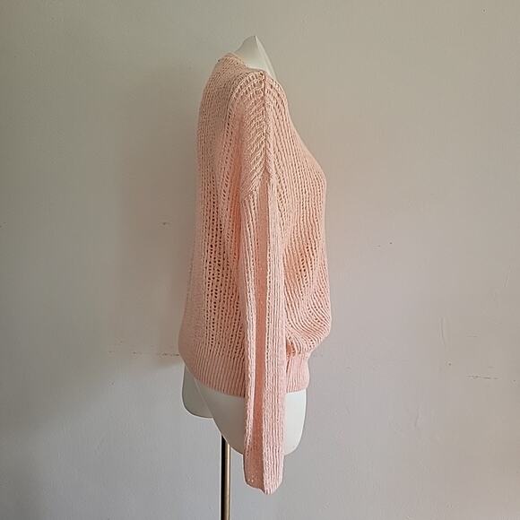 Billabong Sunset Bliss Surplice Loose Knit Pullover Sweater Pink Beachy Feminine - Picture 3 of 13